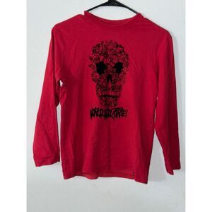 World Industries Red Long Sleeve T-Shirt Skull Graphic Top Size 12 NWOT MINT